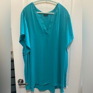 Torrid Turquoise V-Neck Blouse Size 6
